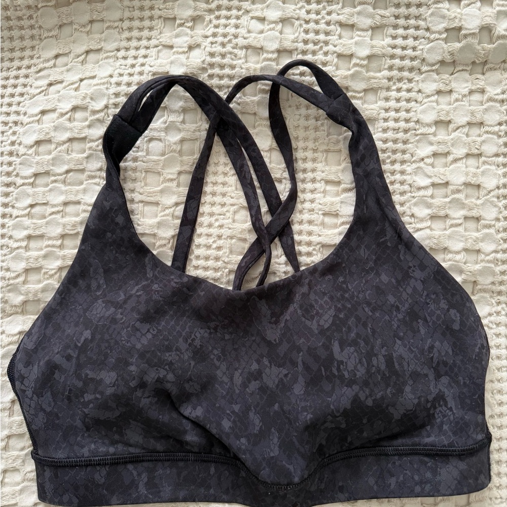 Lululemon Athletica Black Patterned Sports Bra